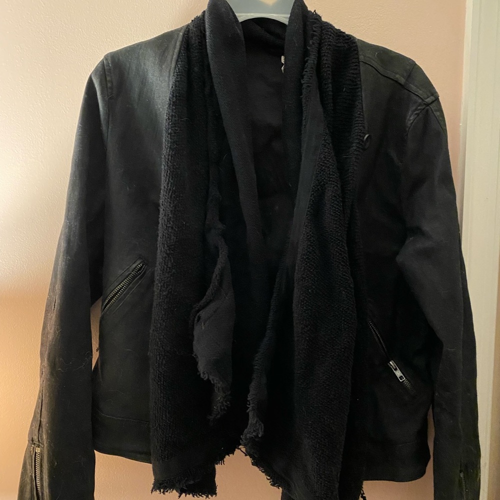 Free People black shawl moto jacket